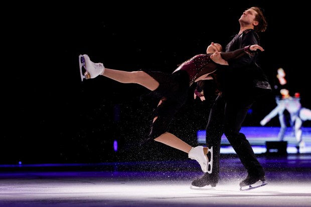 Christina Carreira and Anthony Ponomarenko, 2026 Olympians, skate during the 2026 Stars on Ice tour at SAP Center in San Jose, Calif., on Sunday, May 17, 2026. (Shae Hammond/Bay Area News Group)