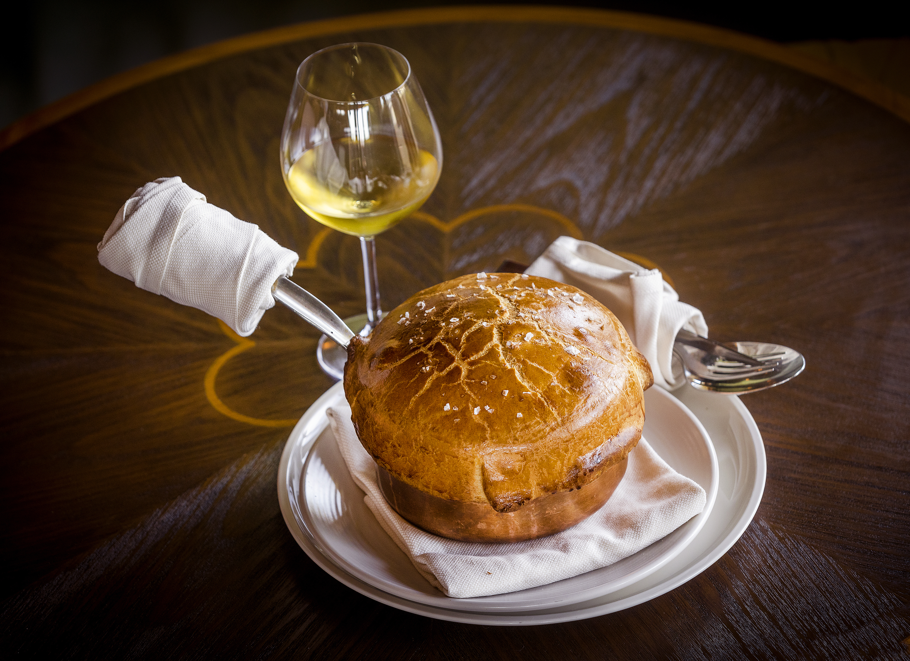 Lobster Pot Pie with whole Maine lobster, truffle-lobster bisque &...