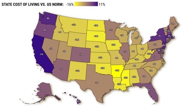 State cost of living. (Map by Flourish)