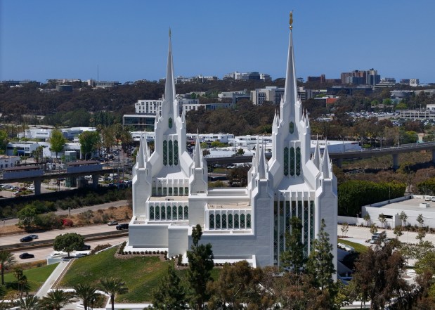 The San Diego California Temple, operated by The Church of Jesus Christ of Latter-day Saints is seen on April 28, 2026 in San Diego, CA. (K.C. Alfred / The San Diego Union-Tribune)