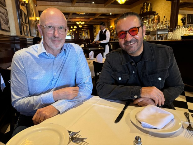Daniel Atkinson. left, and Julian Plascencia are the founders and producers of the San Diego Tijuana International Jazz Festival, which will celebrate its third anniversary this October with concerts in both cities. (Jennifer Atkinson)
