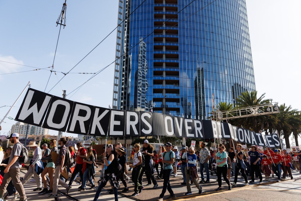 May Day demonstrators in San Diego call for support of workers’ rights. ‘I want a thriving wage.’ – San Diego Union-Tribune