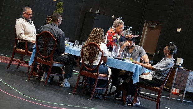 The cast of in La Jolla Playhouse's production of "PURPOSE," by Branden Jacobs-Jenkins, directed by Delicia Turner Sonnenberg. (Samantha Laurent)