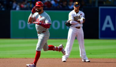 Padres unable to drive in runners early, lose series opener to Phillies