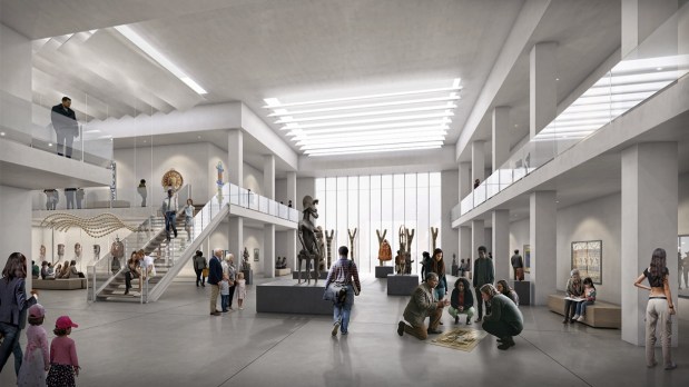 An illustrative view of the vision for San Diego Community College District's World Art Collection Gallery. (Design Distill)