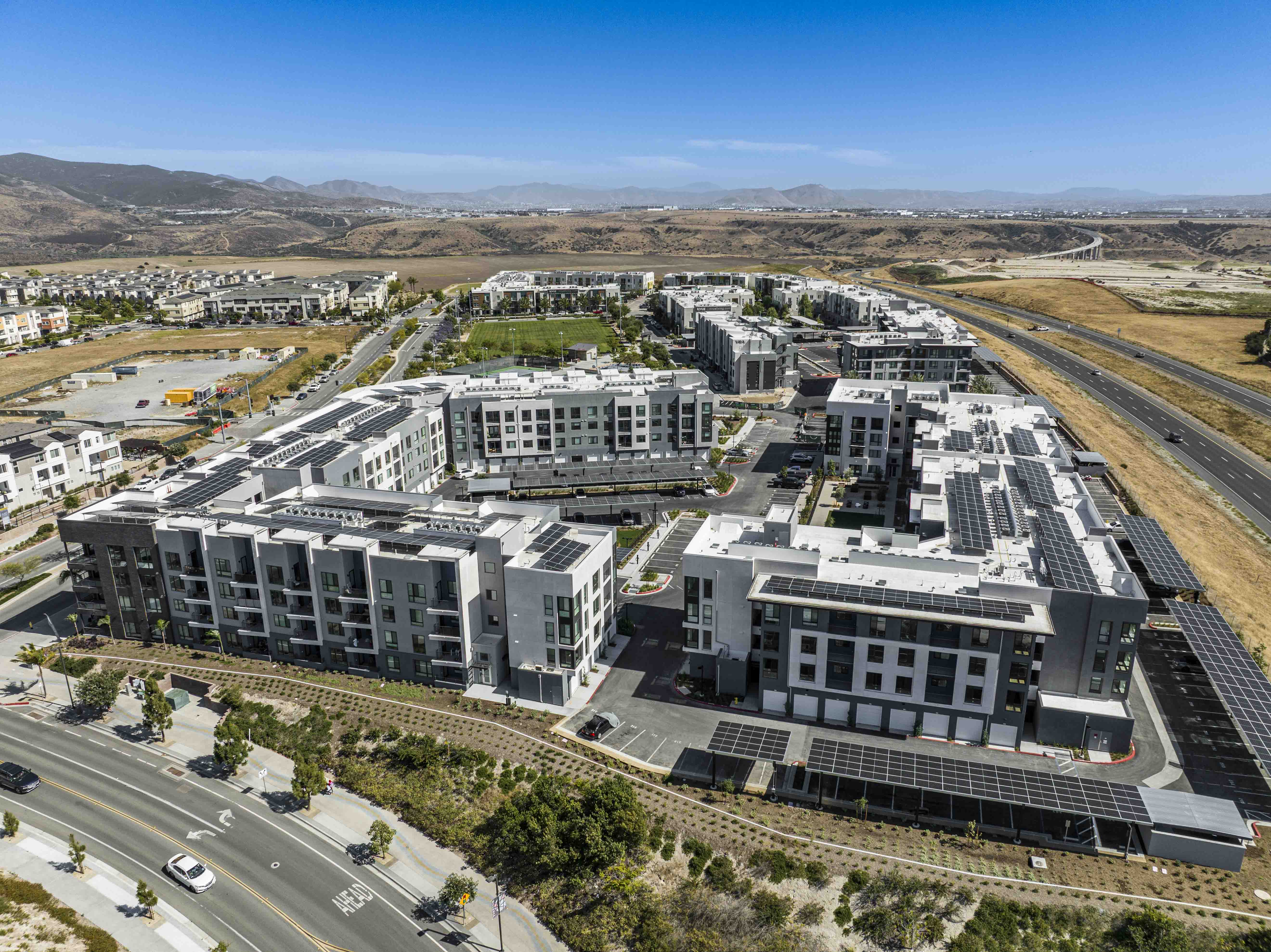 A drone shot of the new Vaya apartment complex in...