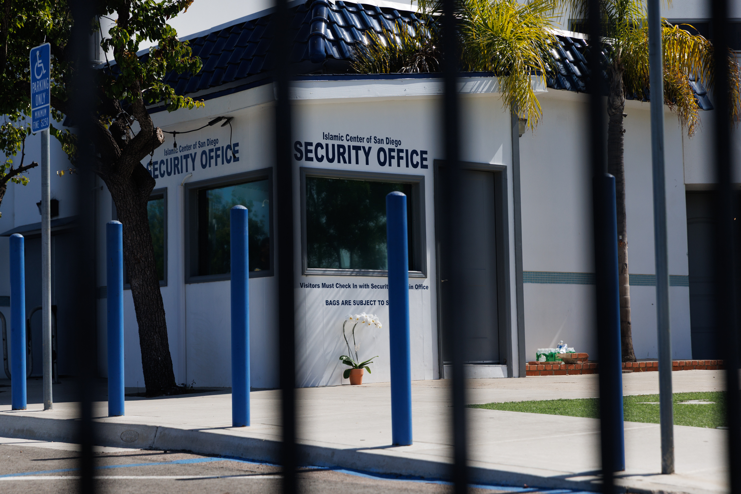 Flowers are seen displayed at the security office of the...
