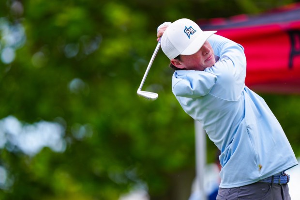 Cal State San Marcos golfer Liam Weaver takes part in the CCAA Championships. (Catharyn Hayne, KLC fotos)