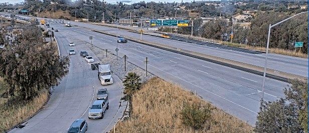Traffic is diverted from the 110 Freeway at John Gibson Boulevard. (Photo courtesy of Caltrans)
