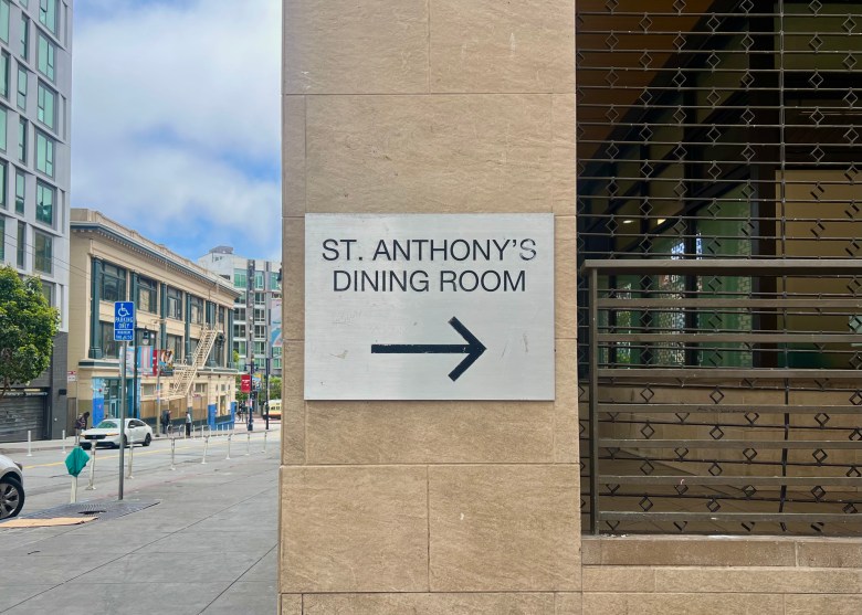 Sign directing people to the St. Anthony's Dining Room