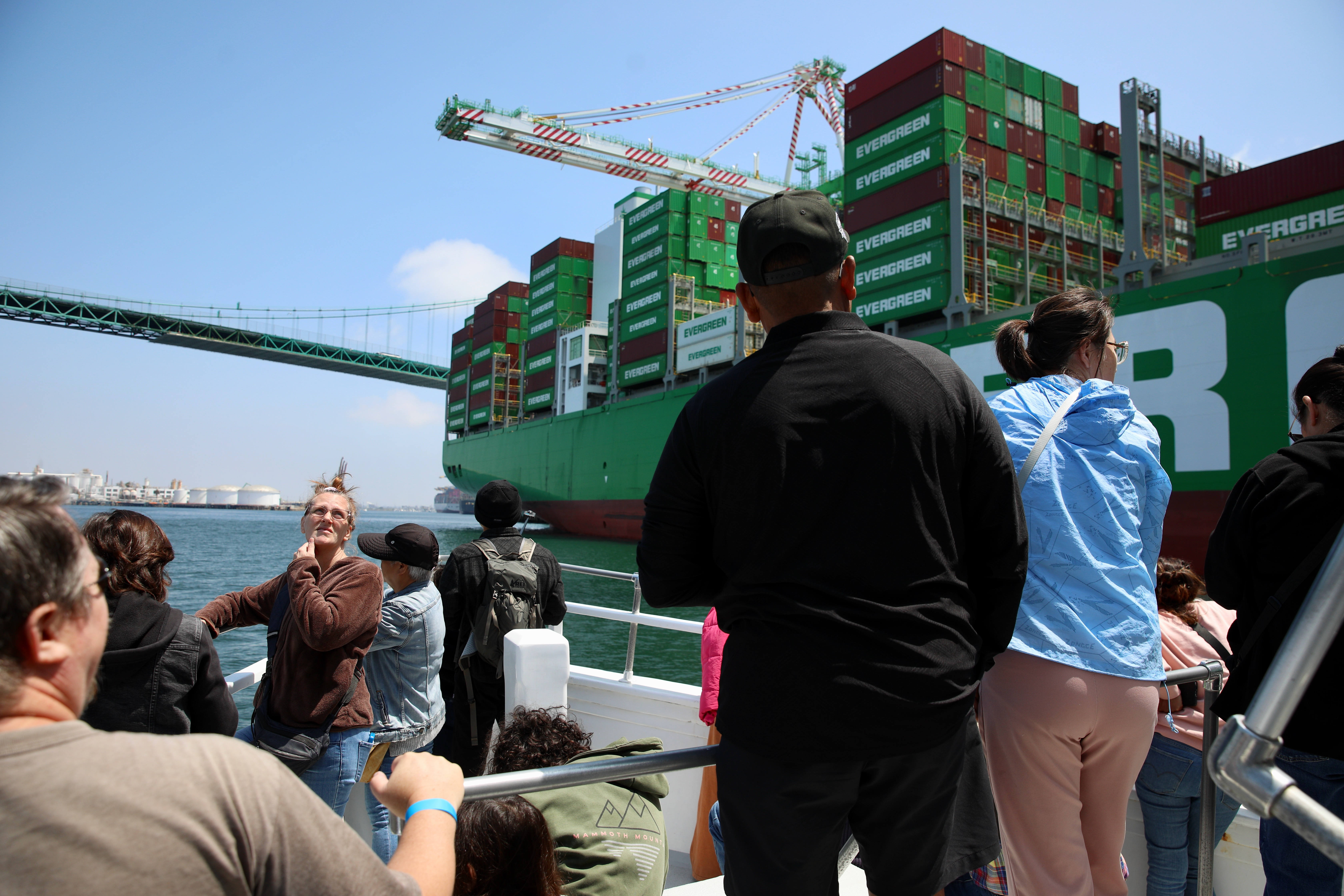 Passengers get close-up views of the ports of Long Beach...