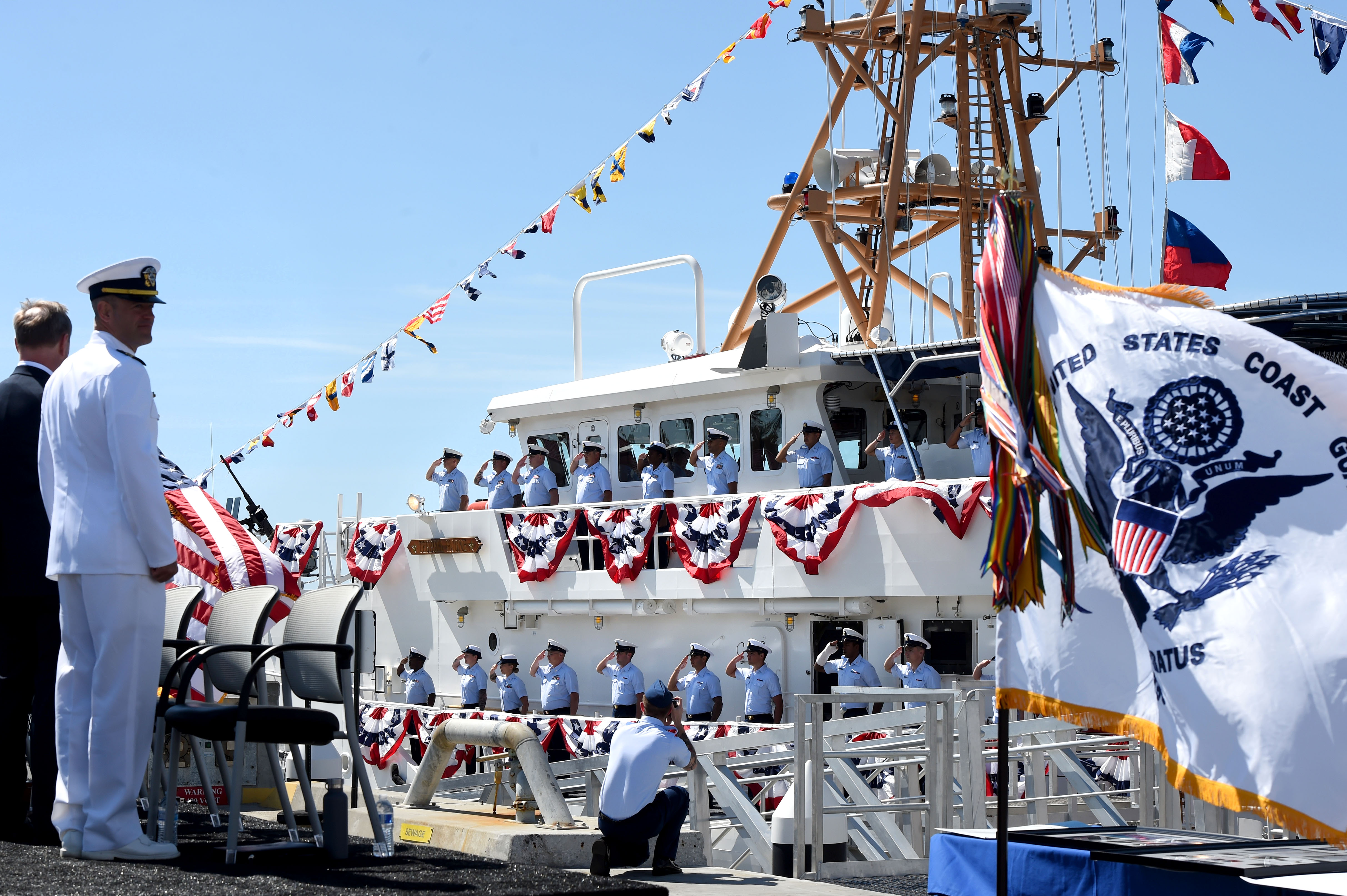 The crew on board signifies the ship is manned and...