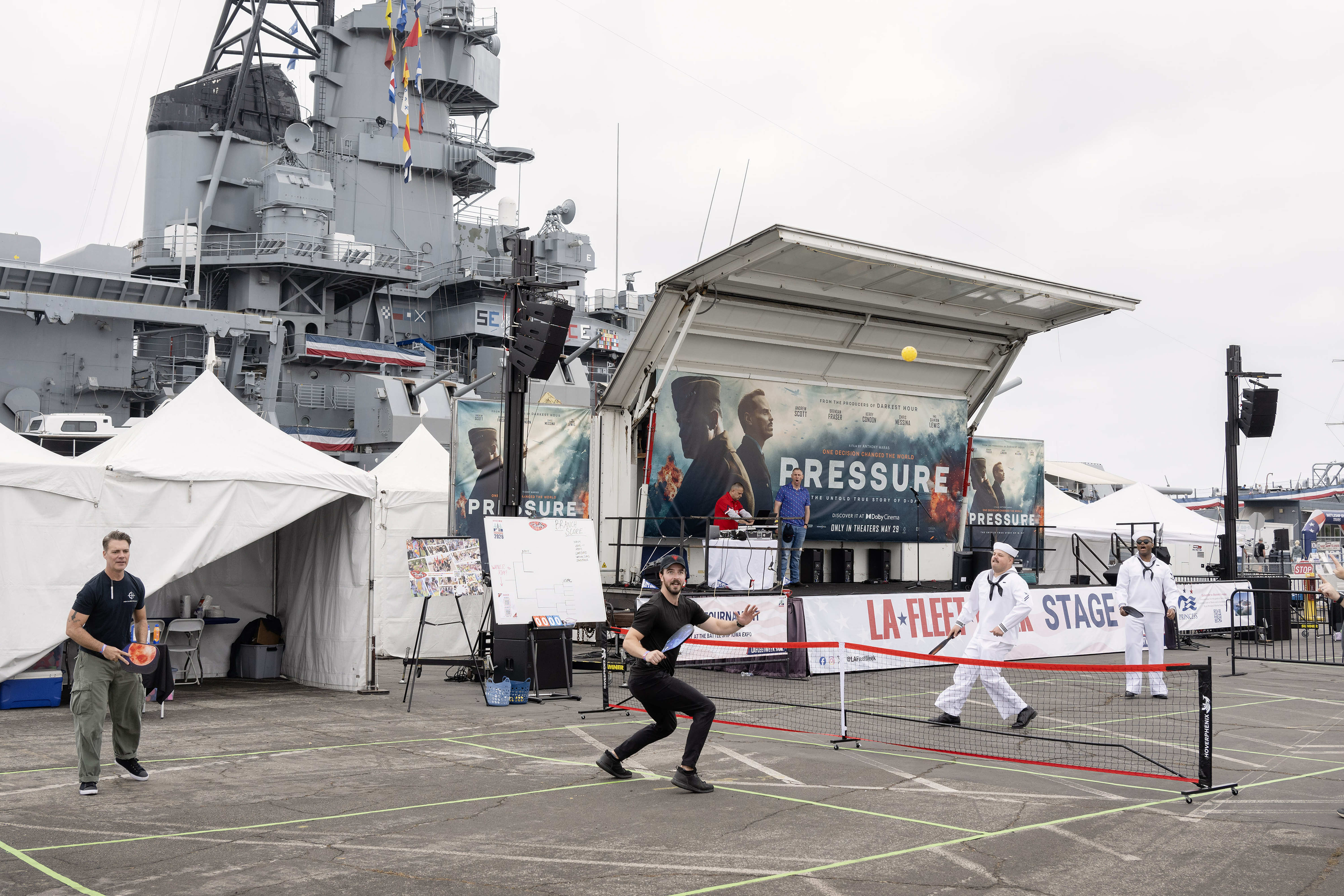 Attendees of the 10th annual L.A. Fleet Week play a...