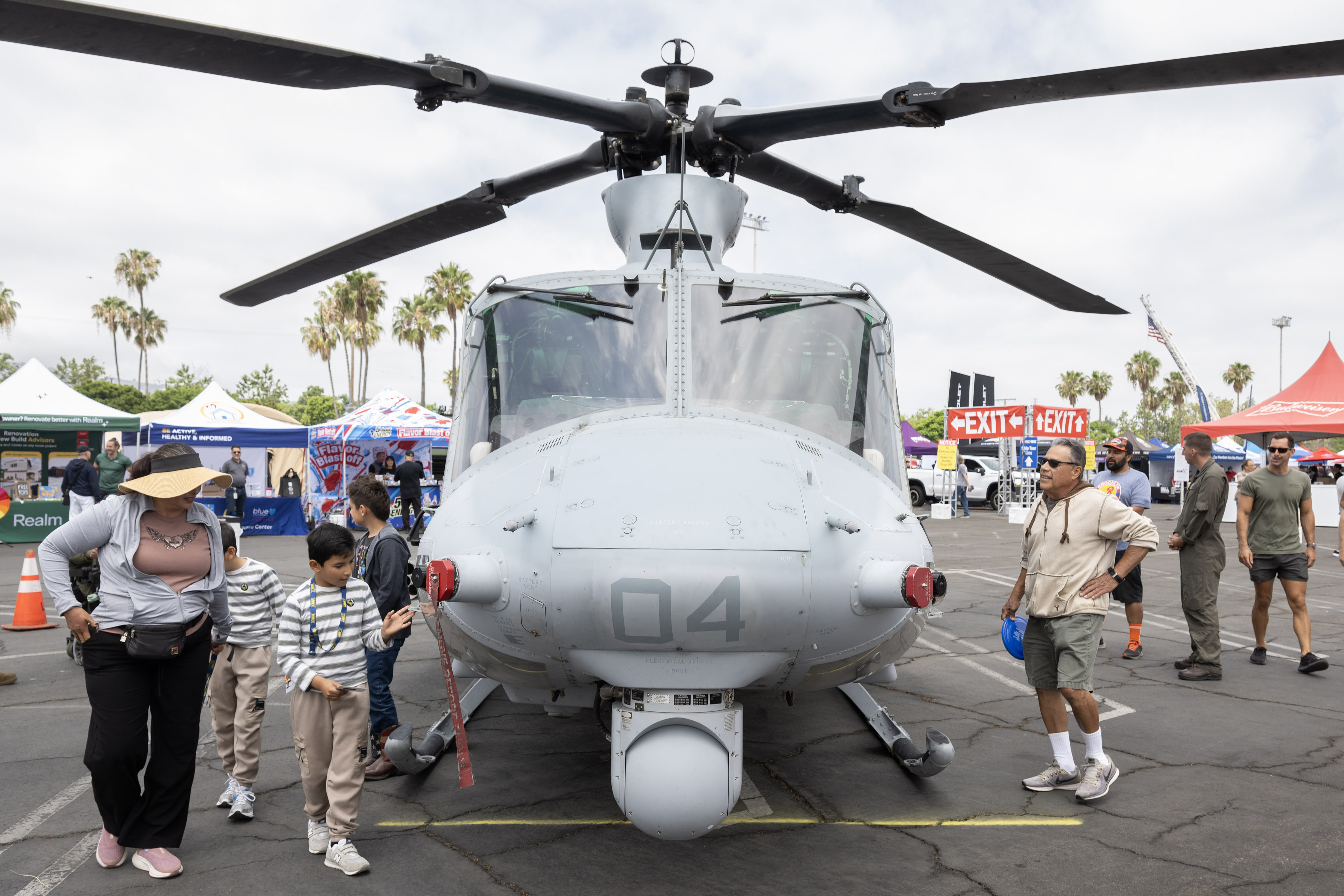A Bell UH-1Y Huey on display during day one of...