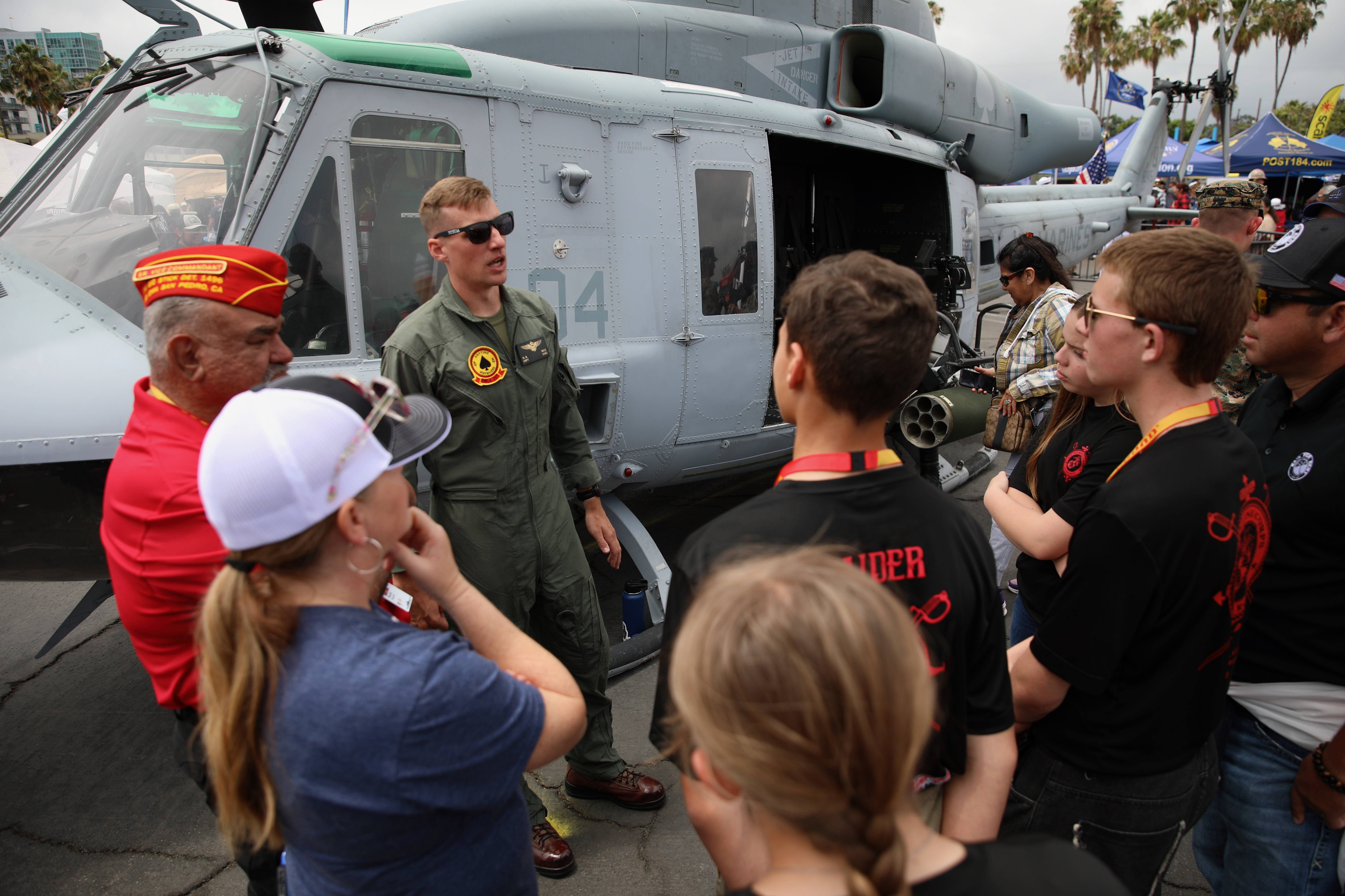 Attendees have the opportunity to chat with military personnel on...