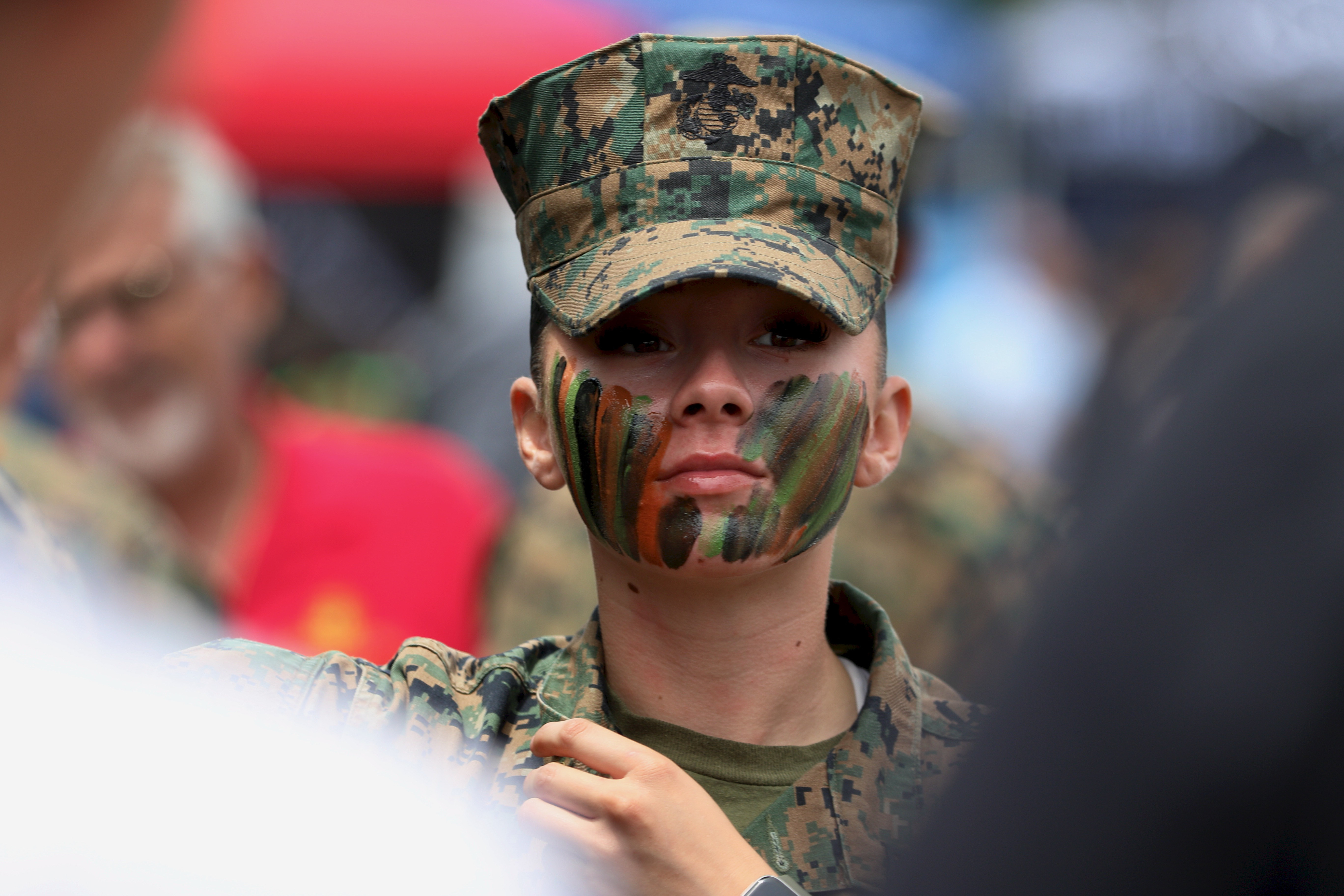 PFC Alex Gutierrez greets visitors on Saturday, May 23, 2026,...