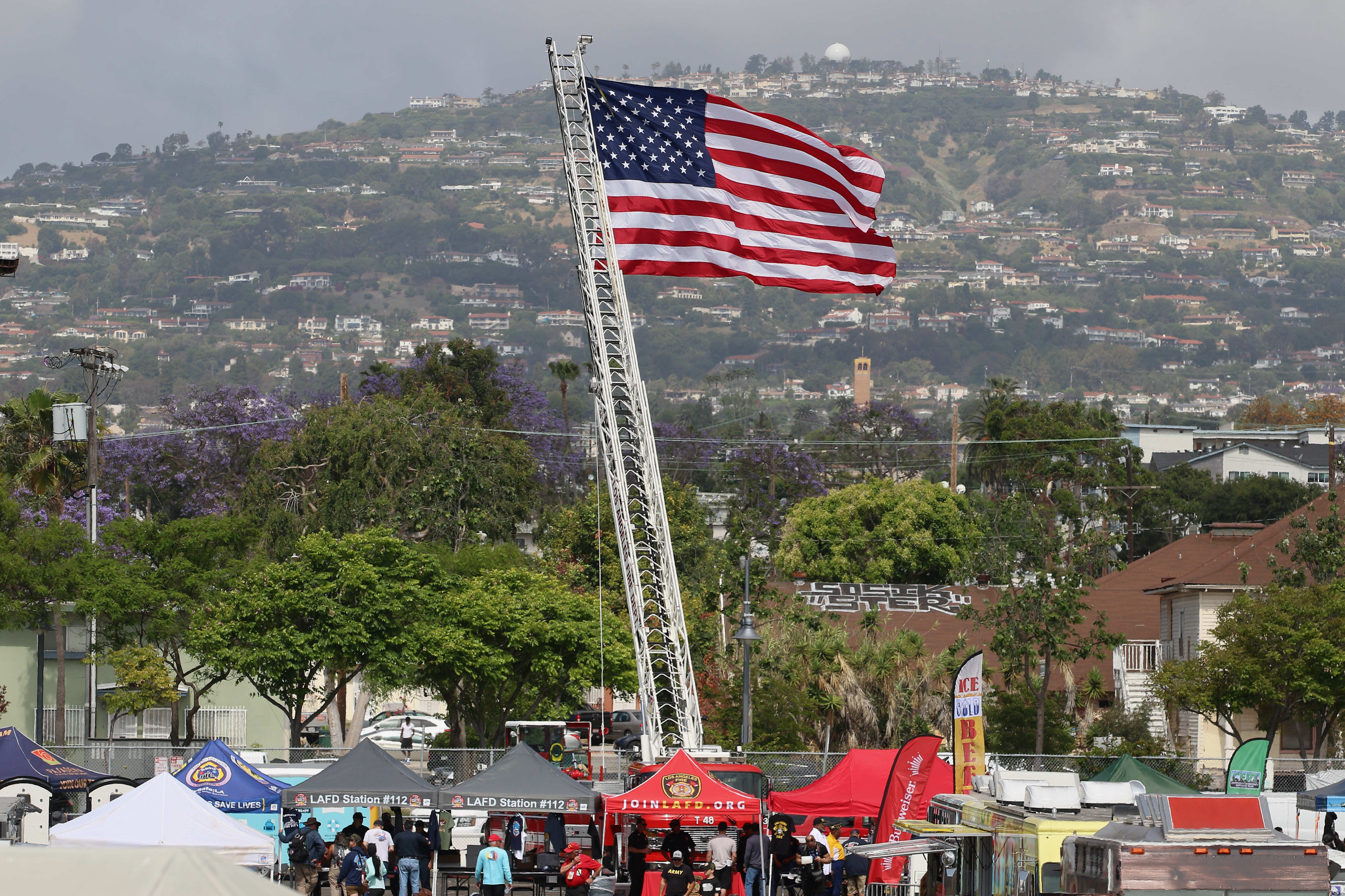 Old Glory flies over LA Fleet Week in San Pedro...