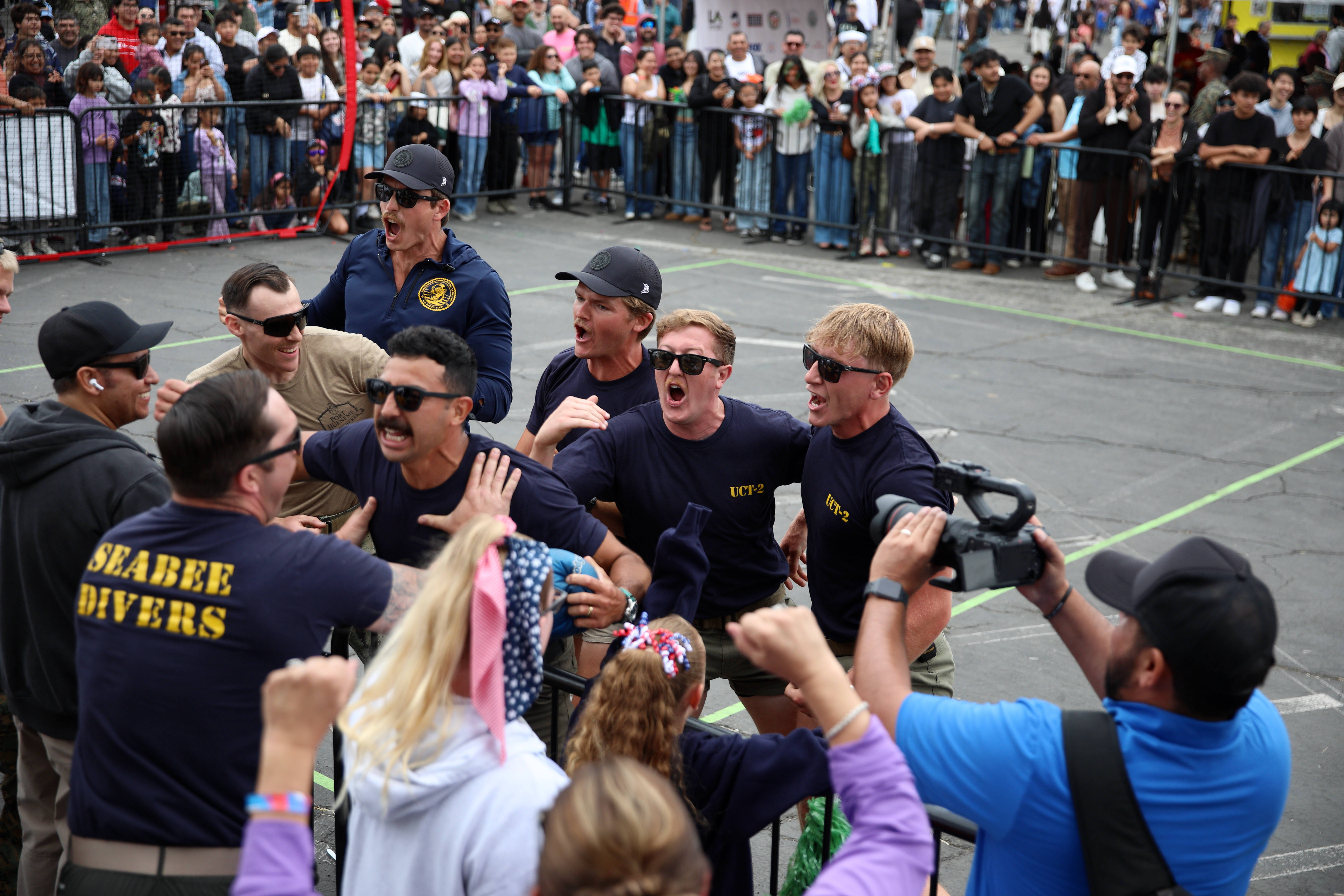 Members of Underwater Construction Team 2 playing as team Navy...