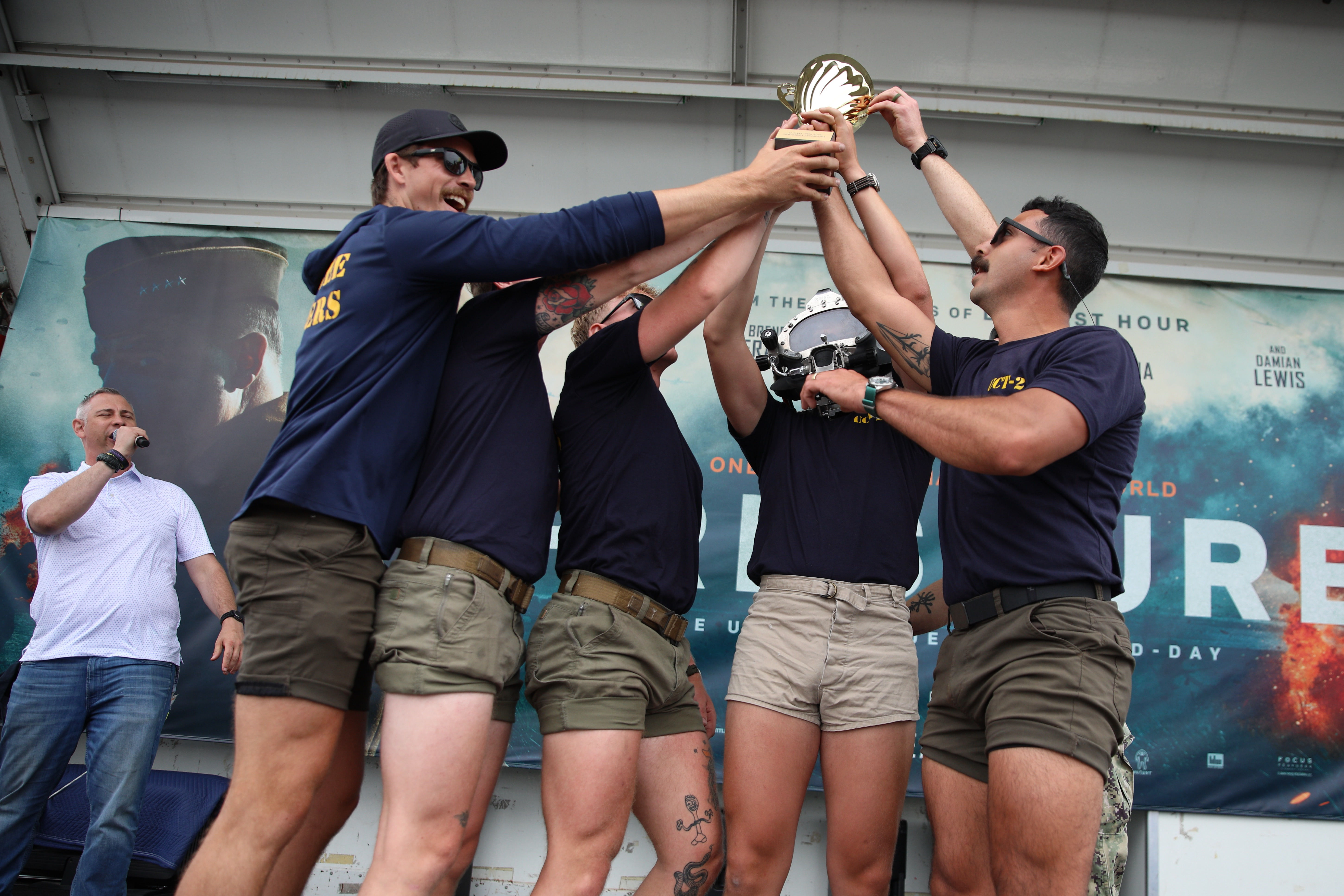 Members of Underwater Construction Team 2 playing as team Navy...