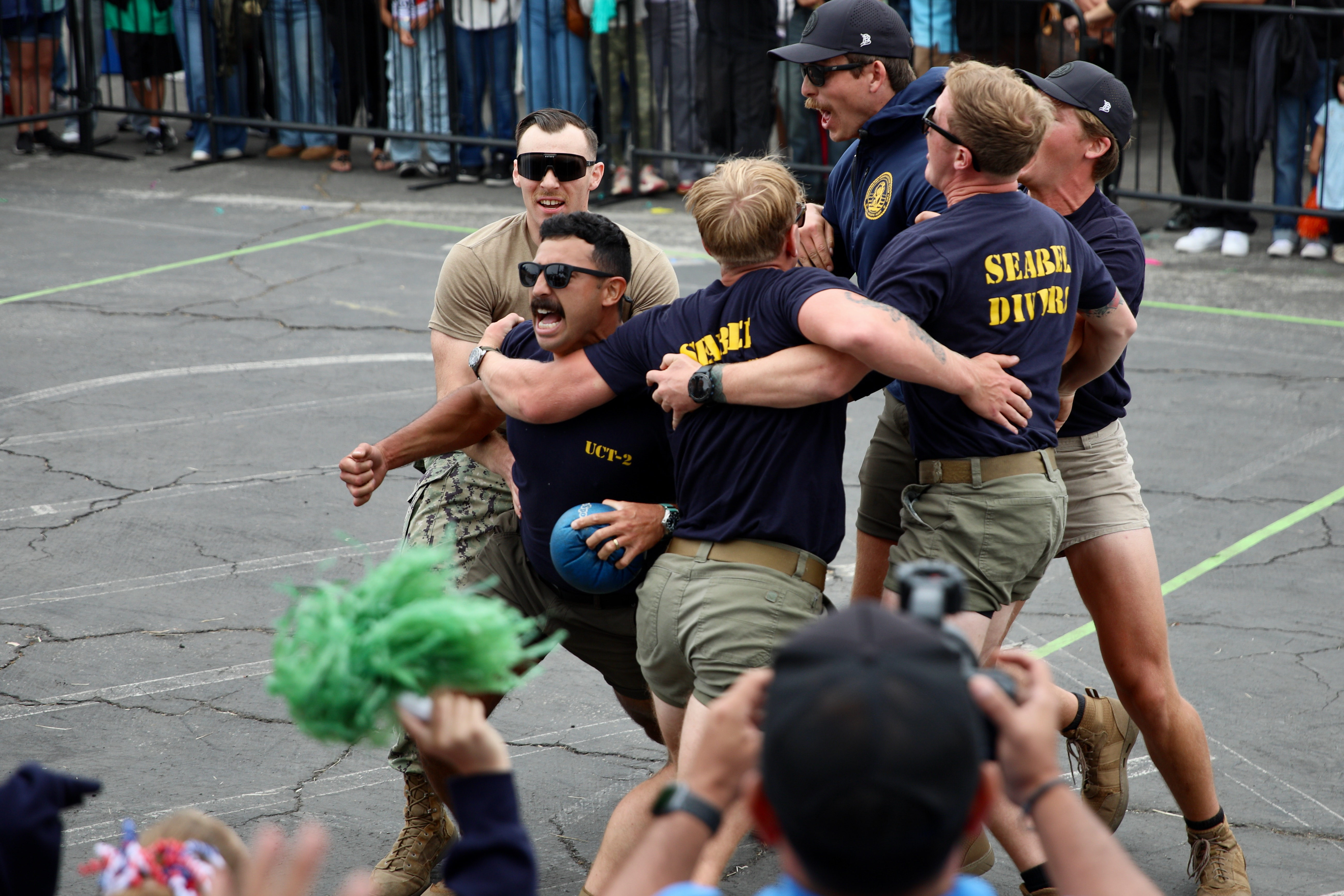 Members of Underwater Construction Team 2 playing as team Navy...
