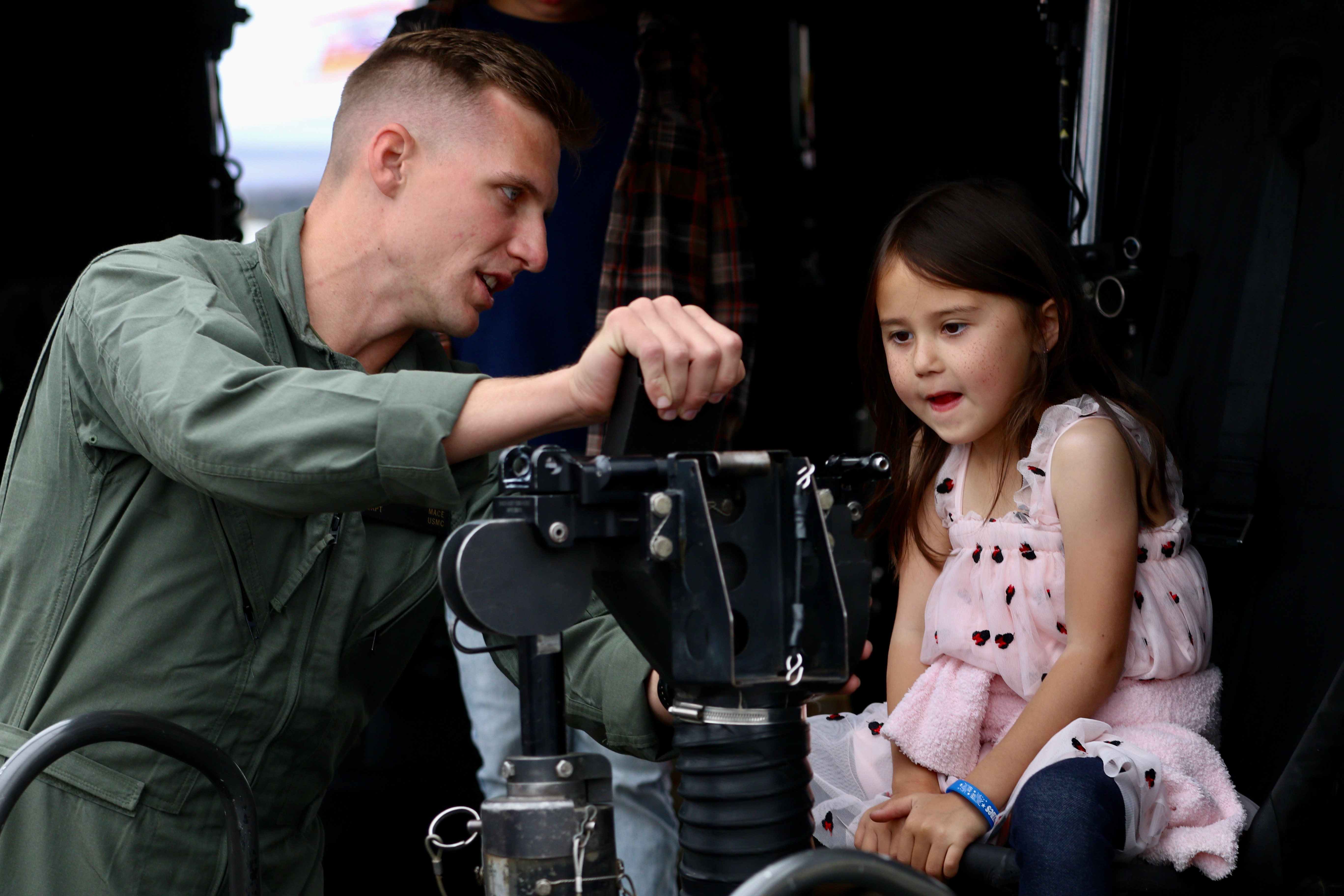 Capt. Harrison Mace engages with an aspiring Navy helicopter pilot...