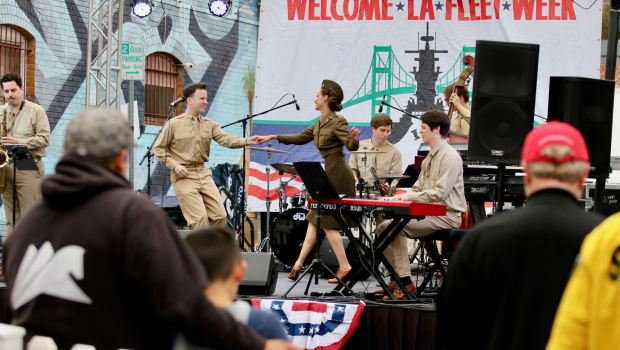 LA Fleet Week kicks off with a welcome party kickoff featuring music, dancing and and a chance to meet members of the military on Thursday, May 25, 2023, in downtown San Pedro. (Photo by Howard Freshman, Contributing Photographer)