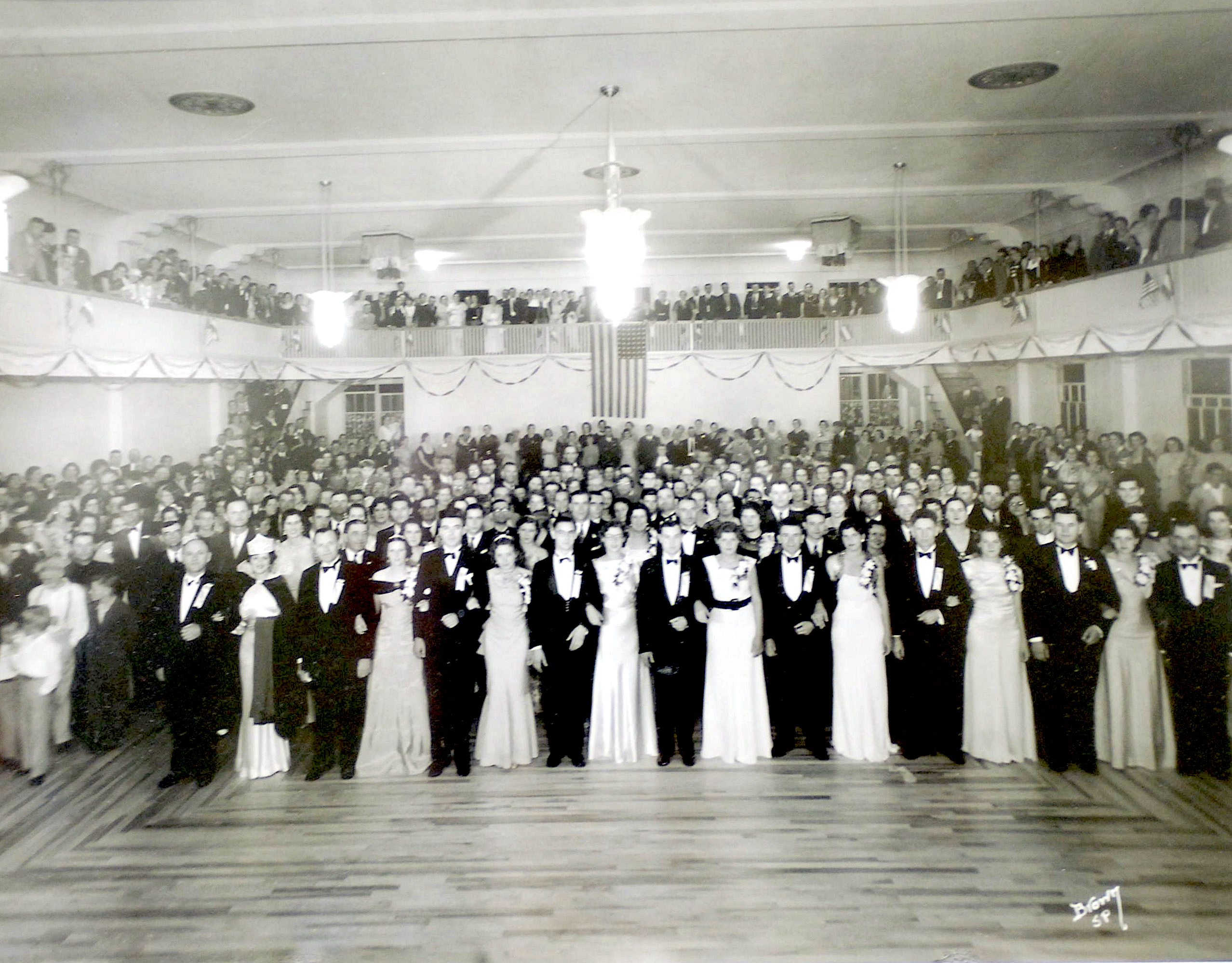 A 1935 photo of the ball celebrating the opening of...