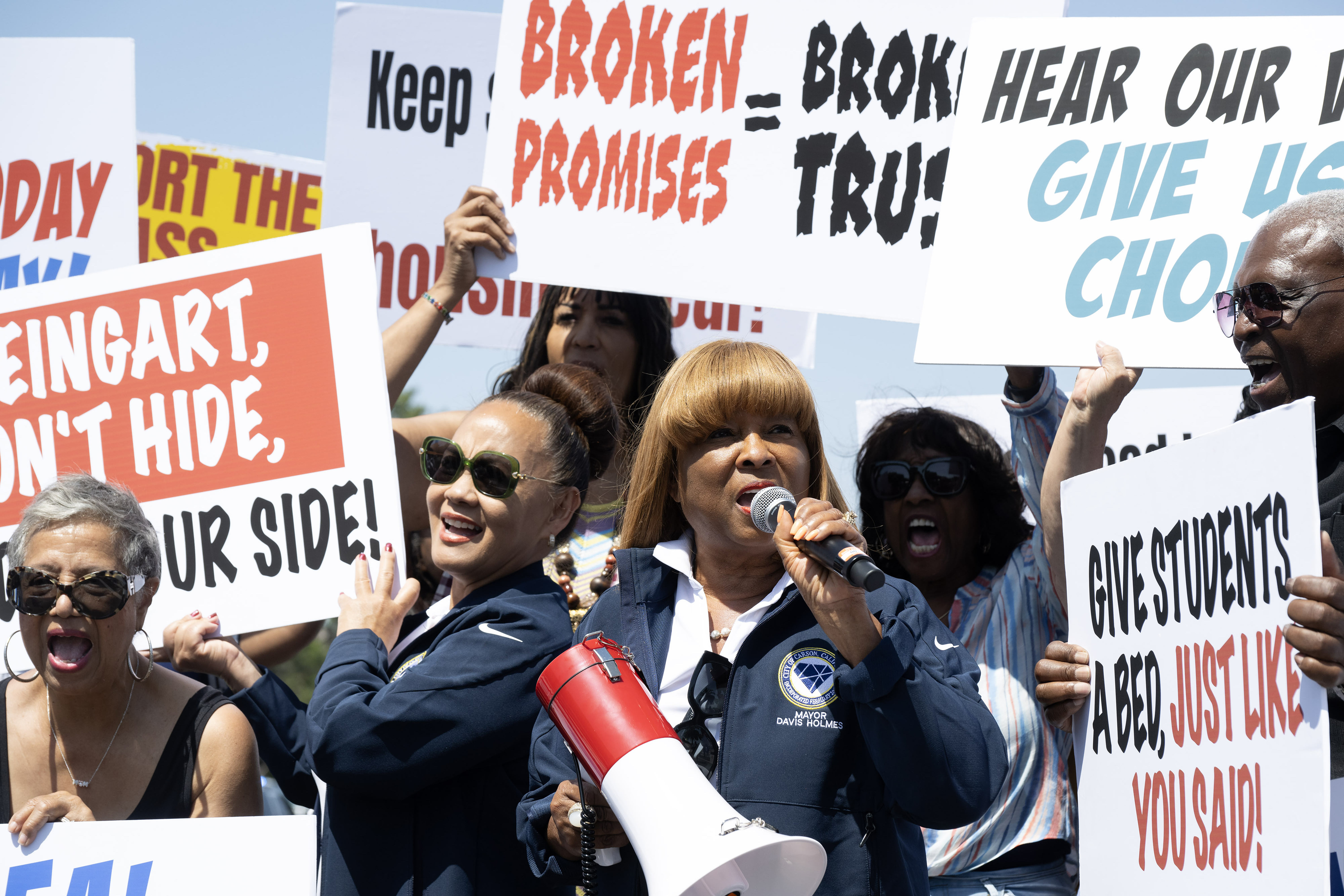 Carson Mayor Lula Davis-Holmes and city council members host a...