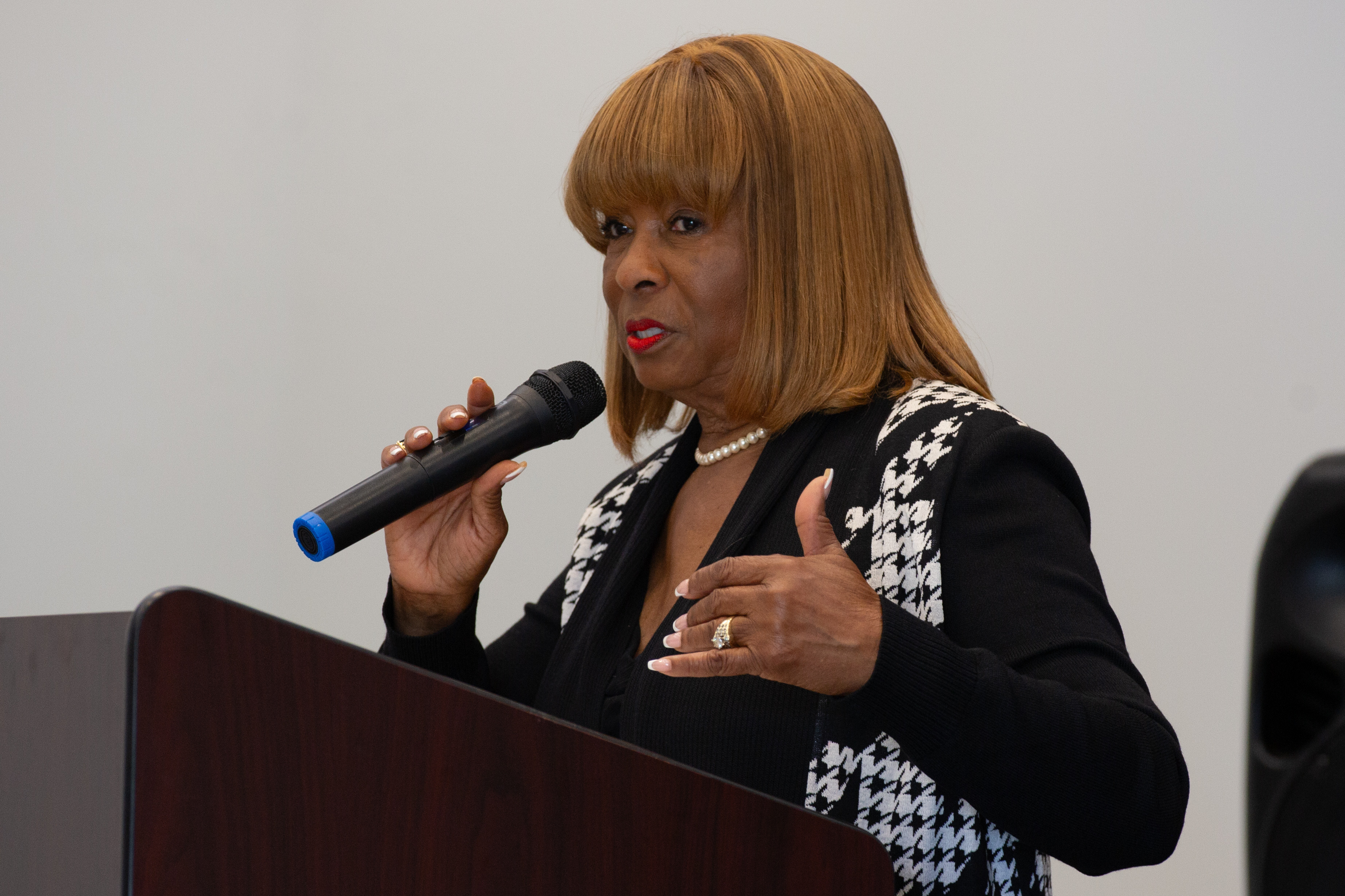 Mayor Lula Davis-Holmes speaks during an event to celebrate the...