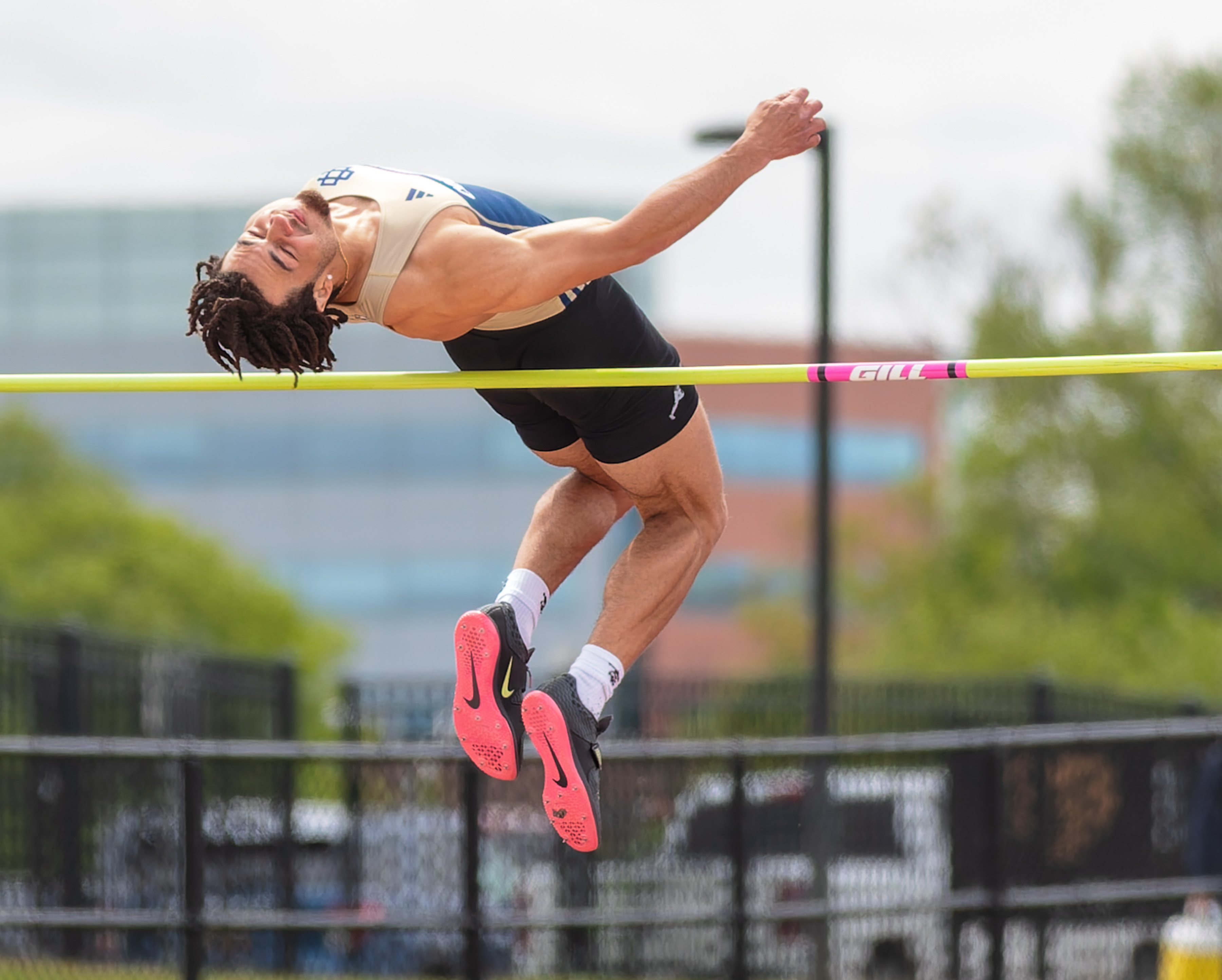 Detroit Country Day's Derrick Williams competes in the high jump...