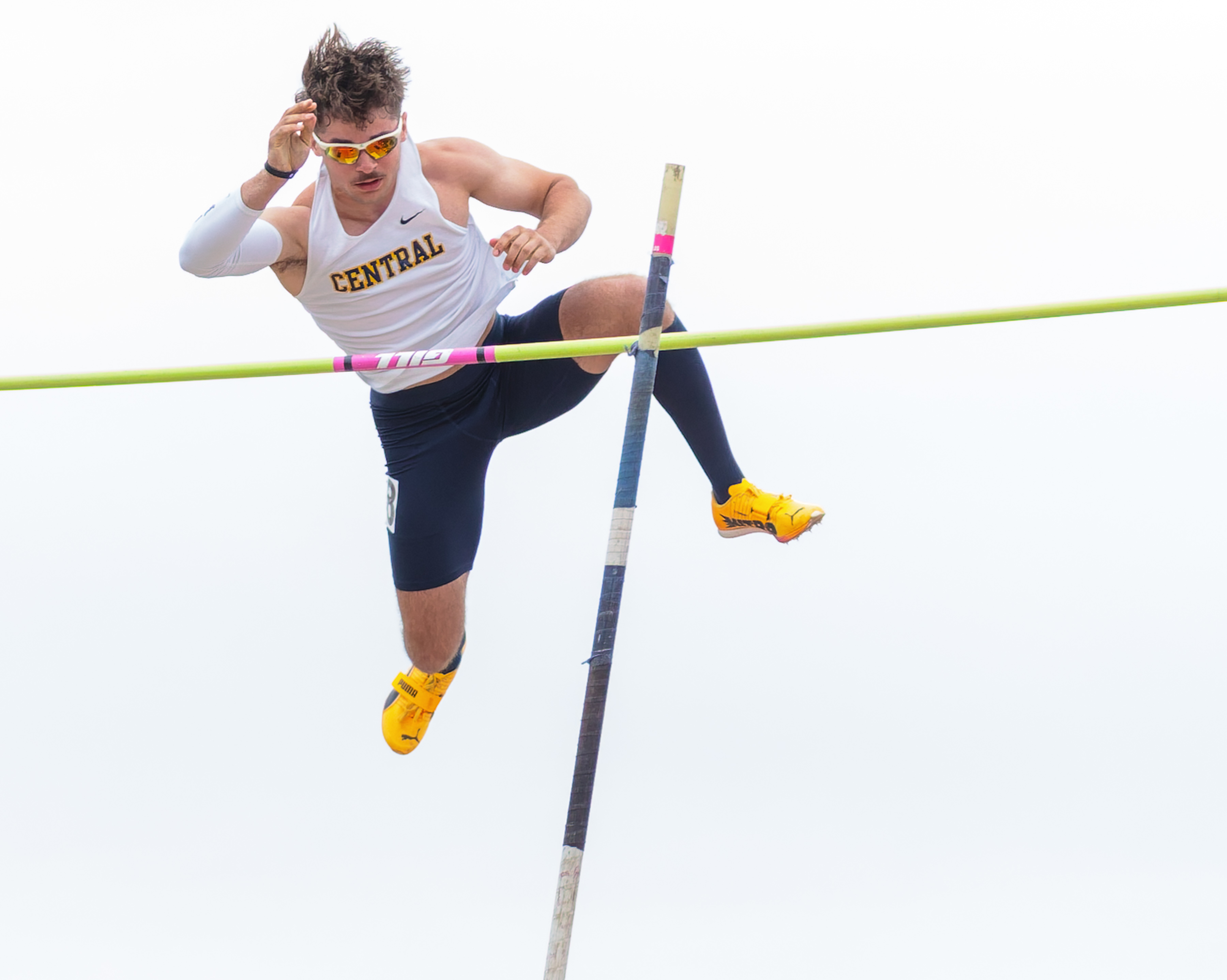 Walled Lake Central's Case Lang won the boys pole vault...