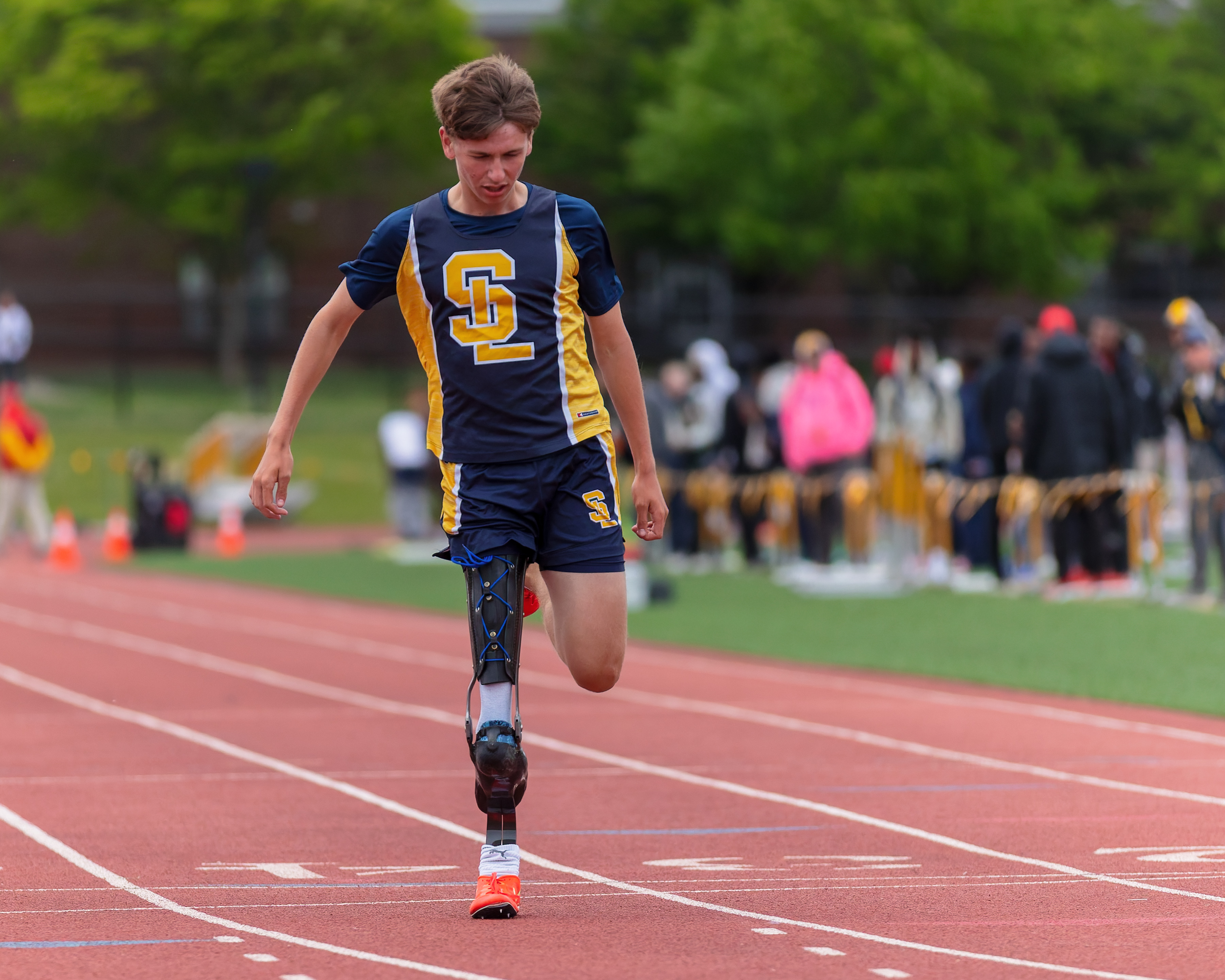 South Lyon's Owen Moerdyke won the boys adaptive 100m during...