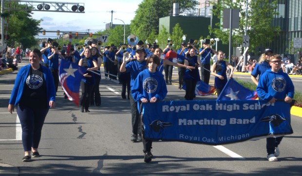 The Royal Oak High School Marching Band provided the sounds at the Memorial Day parade Monday. (JEFF PAYNE--For MediaNews Group)
