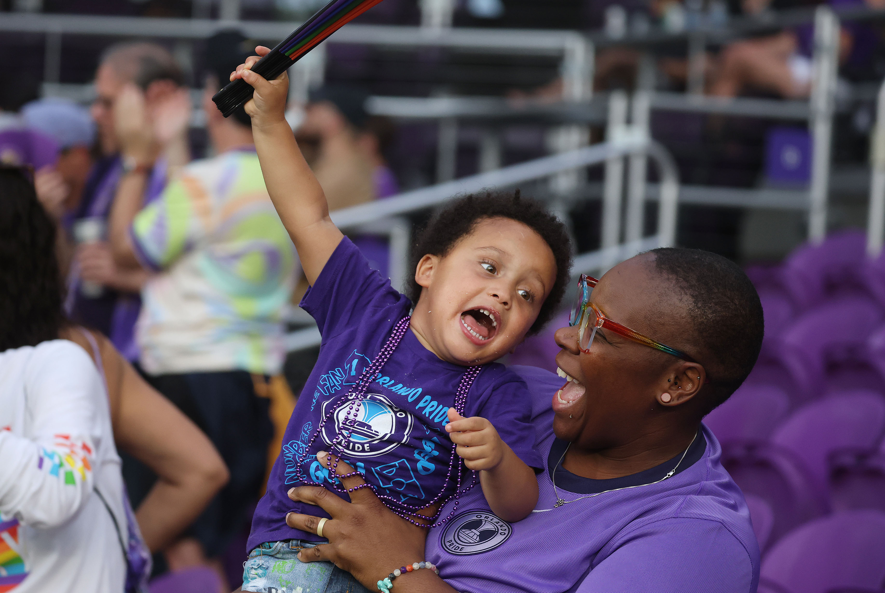 Fans cheer during the Bay FC at Orlando Pride NWSL...