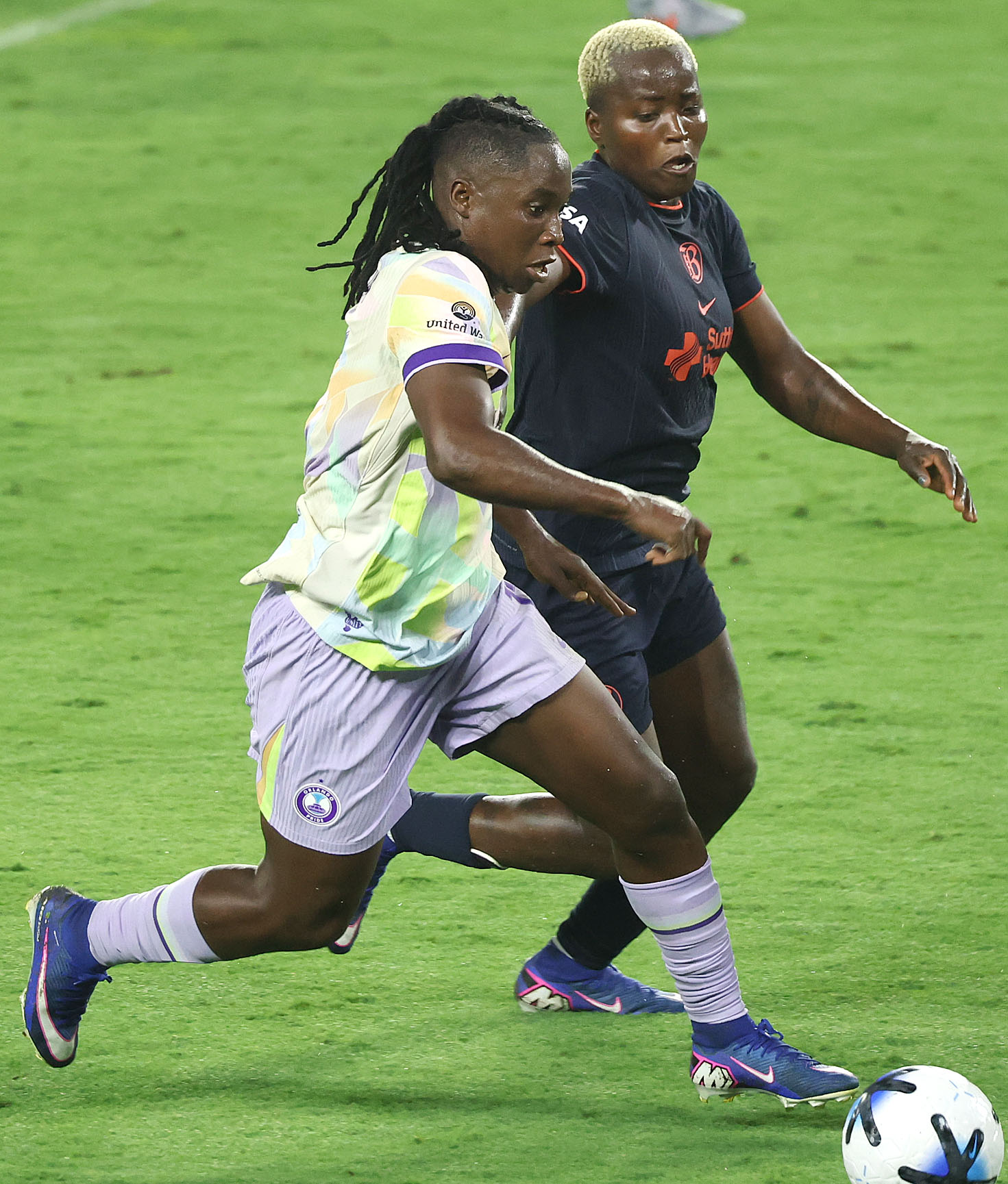 Orlando player Barbra Banda moves the ball during the Bay...