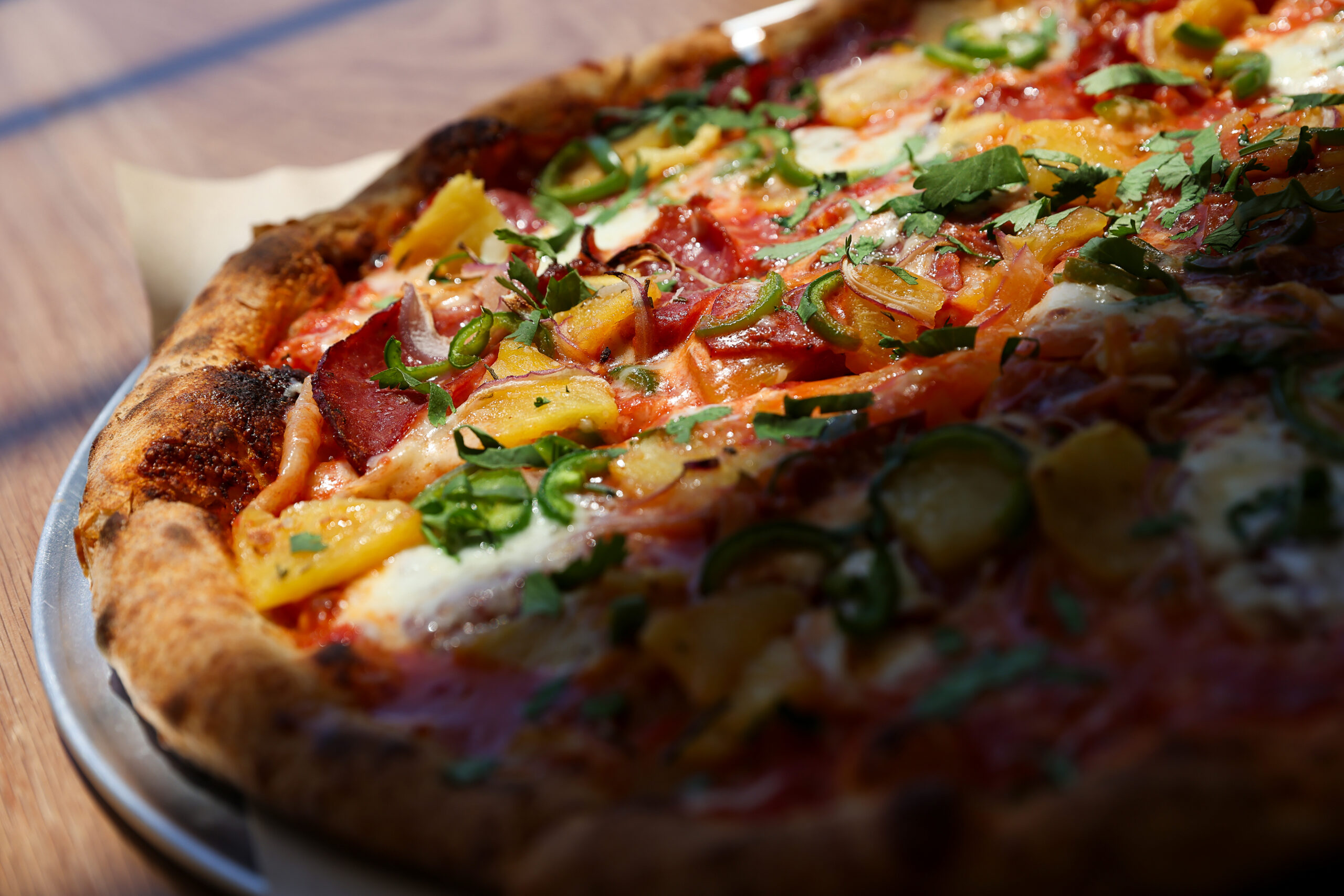“The Forbidden Fruit,” a Hawaiian pizza, at The Junction in Santa Rosa on Monday, May 18, 2026. (Christopher Chung/The Press Democrat)