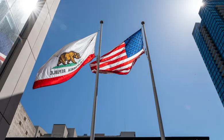 California and U.S. flags