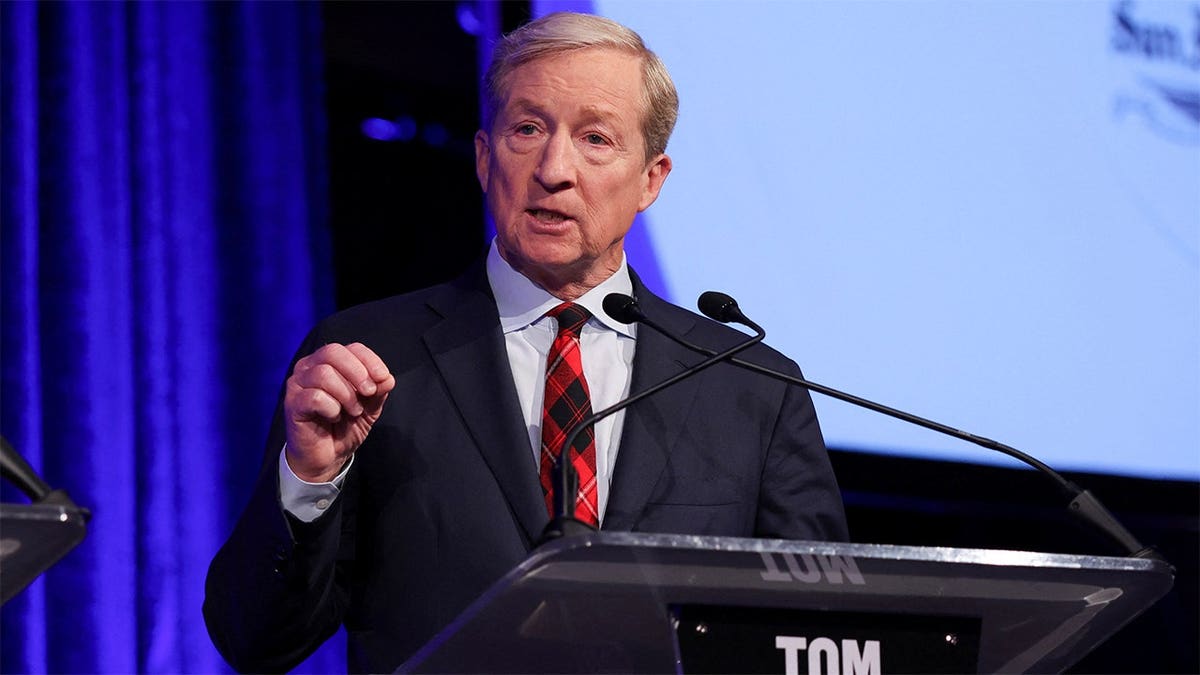 Tom Steyer attends a debate in the race for governor of California