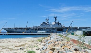 USS Makin Island makes a splash with visit to Seal Beach
