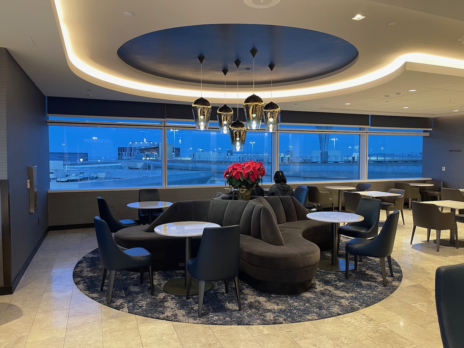 a room with a large window and a large window