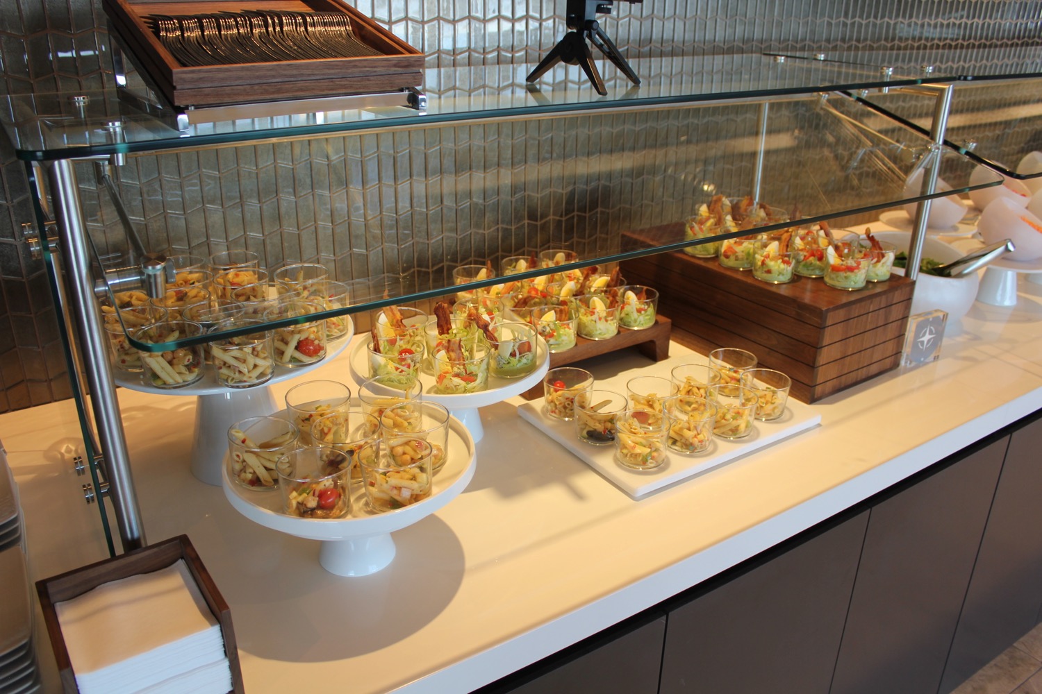 a display case with food on it