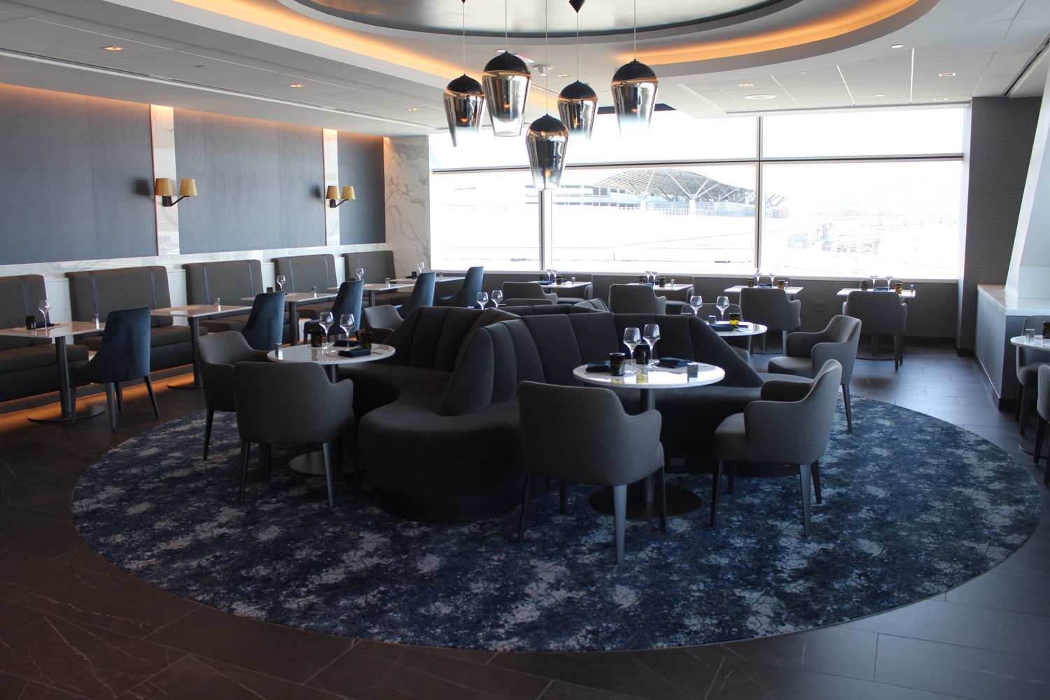 a room with tables and chairs