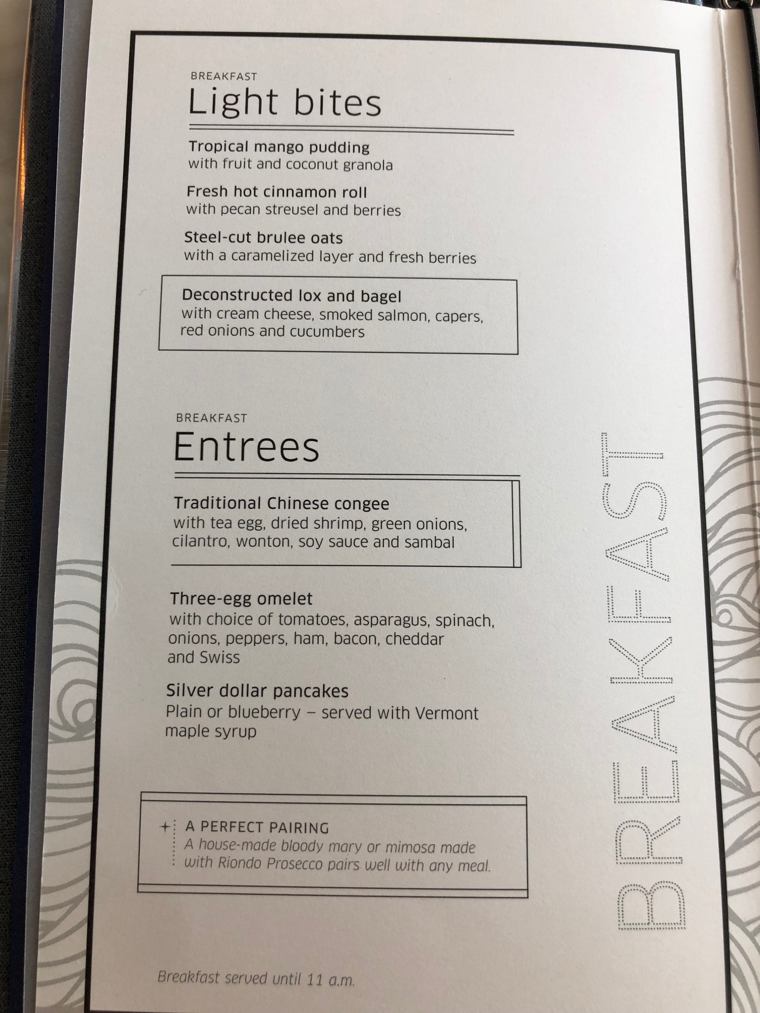 a menu of a restaurant