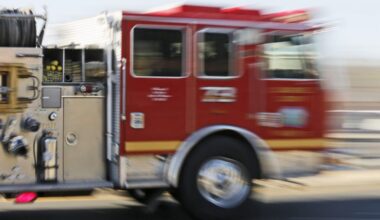FILE PHOTO A Los Angeles County Fire Department truck moves quickly to scene.