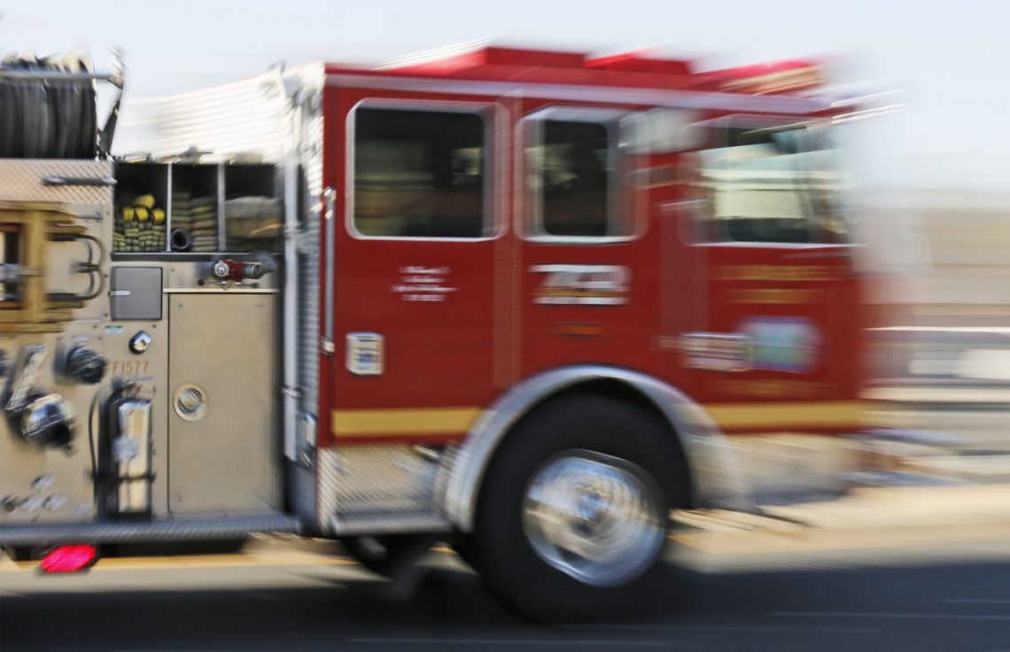 FILE PHOTO A Los Angeles County Fire Department truck moves quickly to scene.