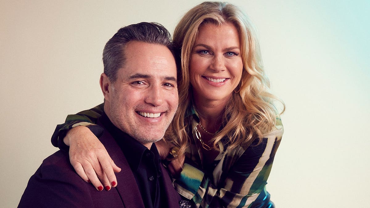 Alison Sweeney and Victor Webster pose for a portrait at the Television Critics Association Winter Press Tour in Pasadena, California in February 2024.