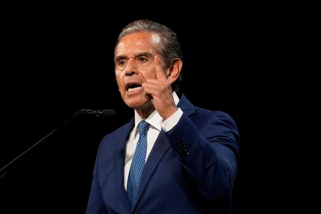 California gubernatorial candidate Antonio Villaraigosa speaks at the 2026 California Democratic Party State Convention in San Francisco, Feb. 21, 2026. California gubernatorial candidate Antonio Villaraigosa speaks at the 2026 California Democratic Party State Convention in San Francisco, Feb. 21, 2026.