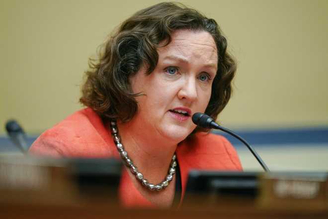 Katie Porter FILE - Rep. Katie Porter, D-Calif., speaks during a House Committee on Oversight and Reform hearing on gun violence on Capitol Hill in Washington, June 8, 2022. Porter of says she will seek the Senate seat currently held by Sen. Dianne Feinstein, a fellow Democrat and the longest serving member of the chamber. (AP Photo/Andrew Harnik, Pool, File)