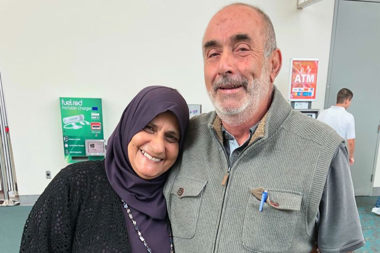 This undated photo provided by Yasser Kaziha shows his father, Mansour Kaziha, right, who died in the Monday, May 18, 2026 shooting at a San Diego mosque, and his mother, Sabah Kaziha. (Yasser Kaziha via AP)
