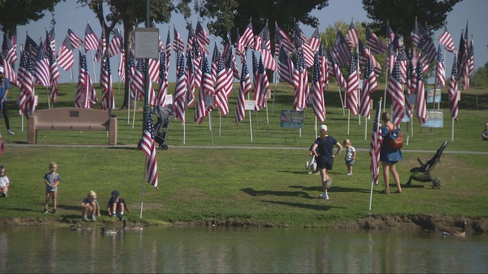 The Thousand Flags event at the Park at River Walk on Monday, May 25, 2026. PHOTO: KBAK/KBFX